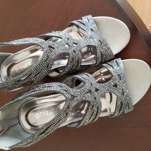 Patrizia dressy wedge sandals, pewter color
